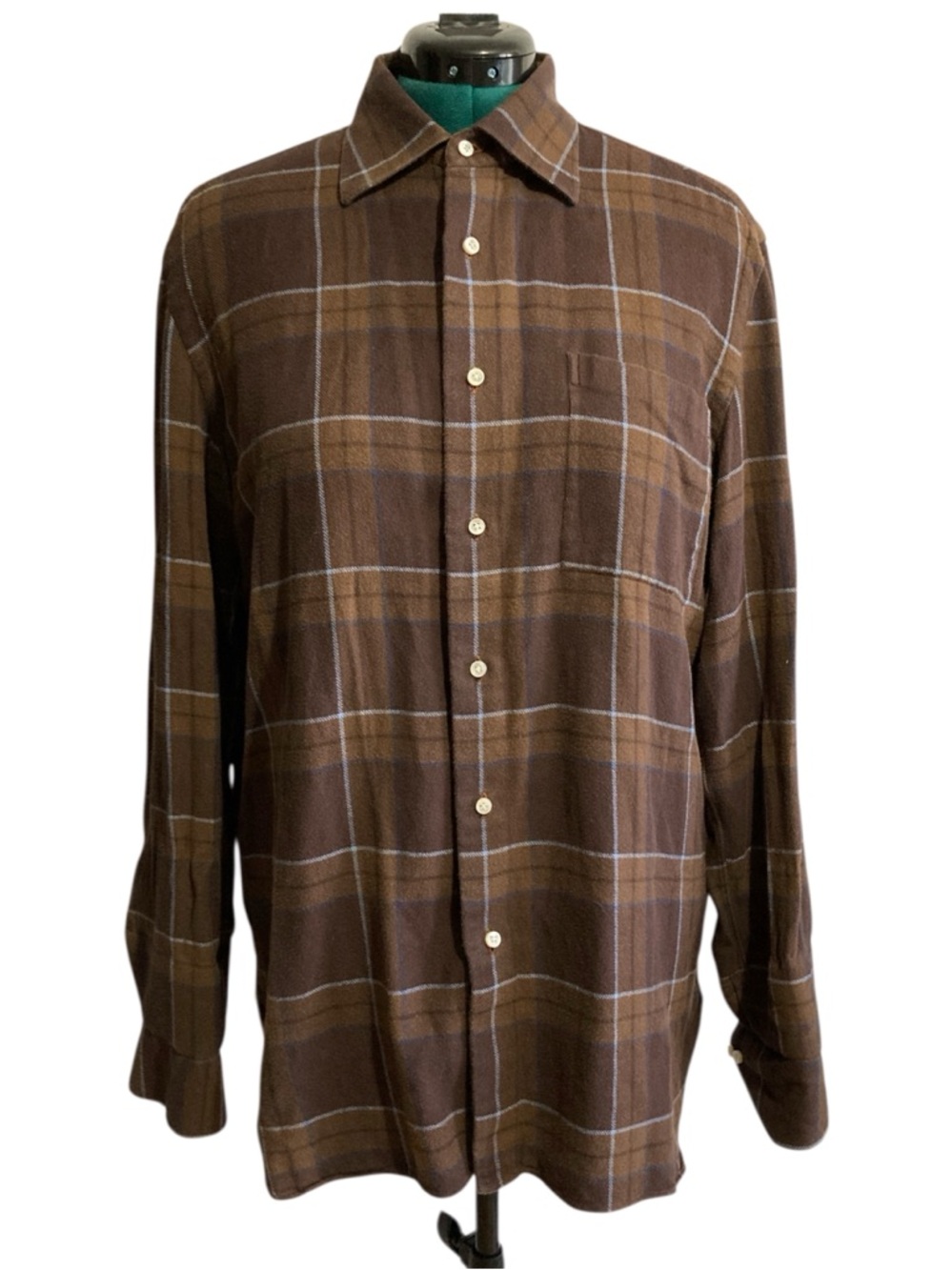 Luigi Borrelli for Peter Elliot Plaid Flannel Button Down Shirt - Made in Italy